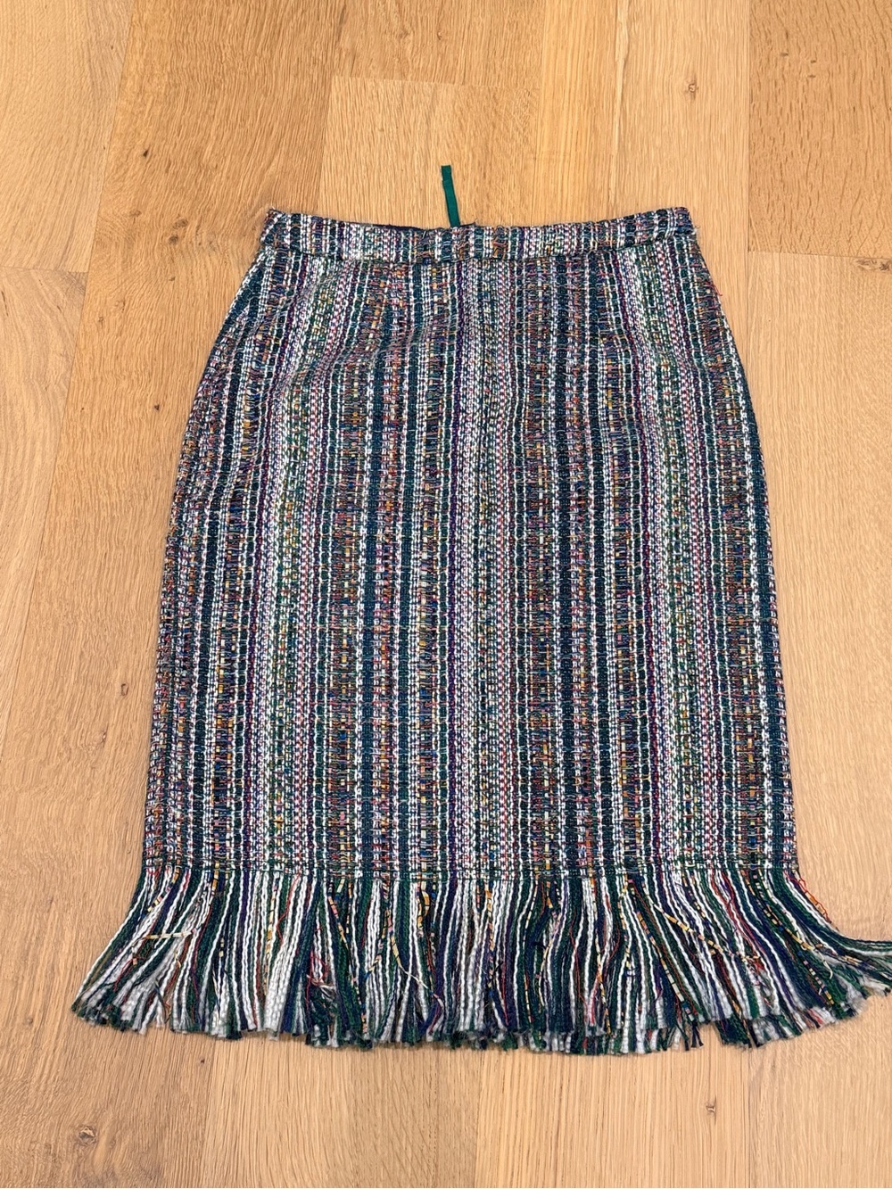 Maeve by Anthropologie Multicolor Tweed Fringe Midi Skirt Size 2